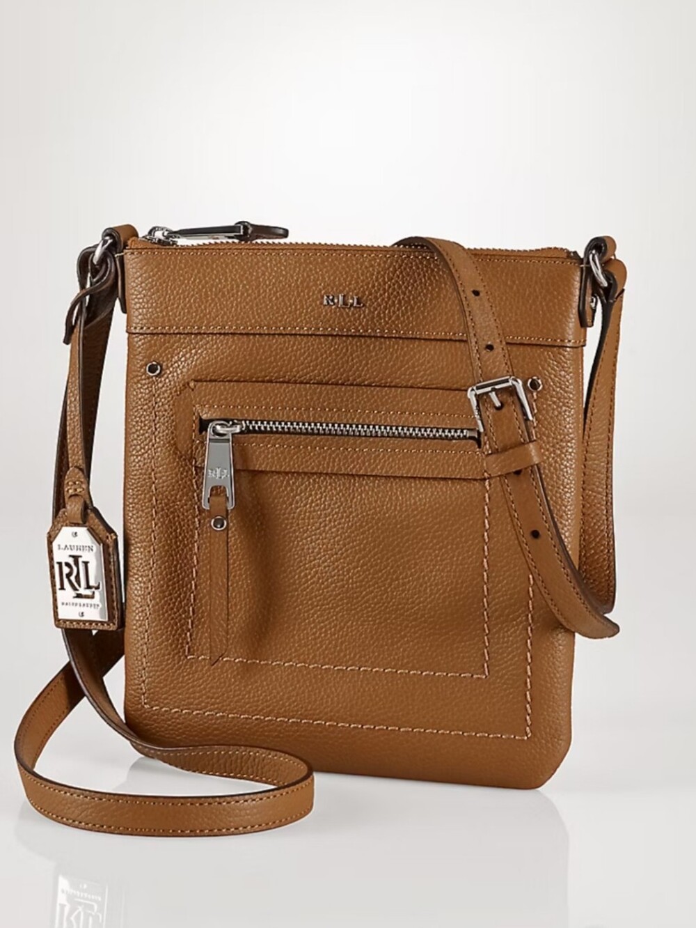 Ralph Lauren "Huet" Crossbody Bag in Cognac Tan